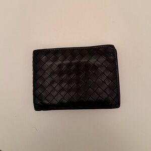 Bottega Veneta Black Woven Leather Card Holder
